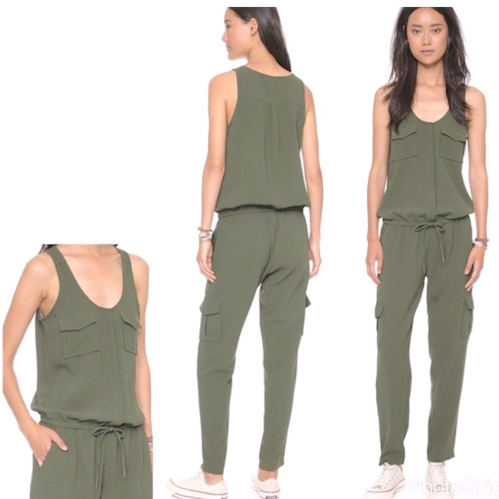 JOIE Olive Green Cargo Jumpsuit